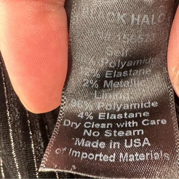 Black Halo Audrey Metallic Stripe Velvet Jumpsuit Size 6 - Picture 3 of 4